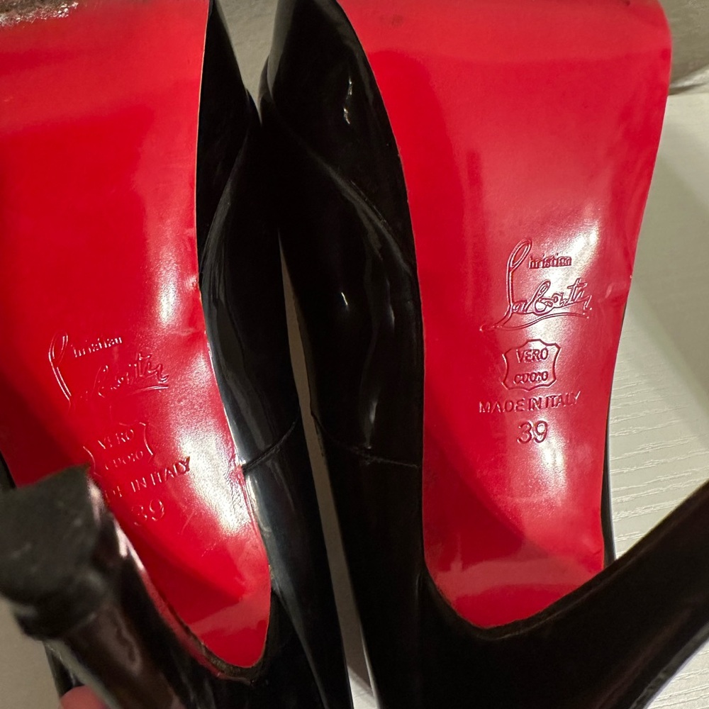 Christian Louboutin Fetish Peep 130 Black Patent Platform Sandal Heel Pump - Picture 8 of 10